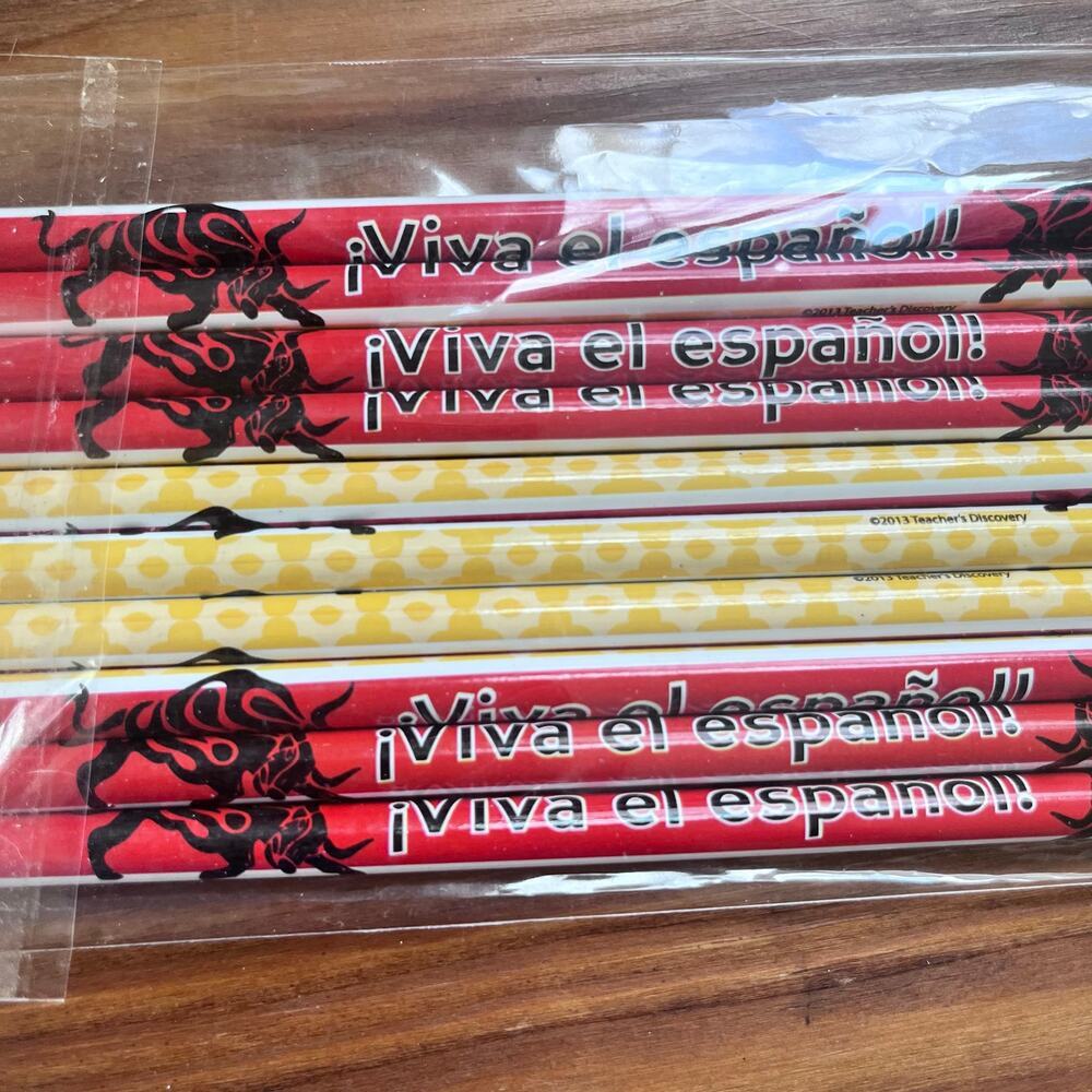 Viva El Espanol‎ Spanish Class Bull Pencils Red Yellow 10ct (S399)